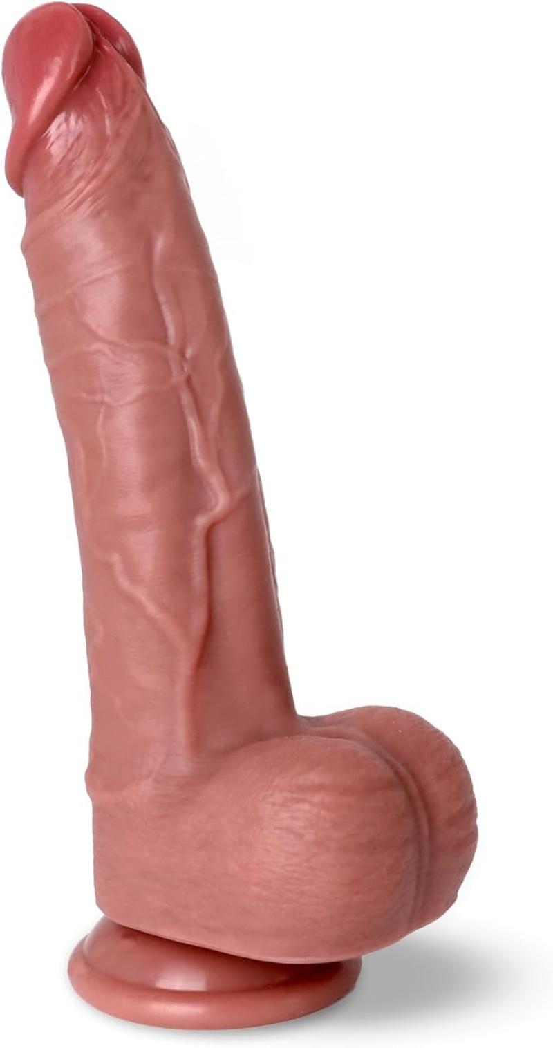 9 Inch Ultra-Realistic Silicone Dildo - Lifelike Veins & Thick Girth w/ Suction Cup Base